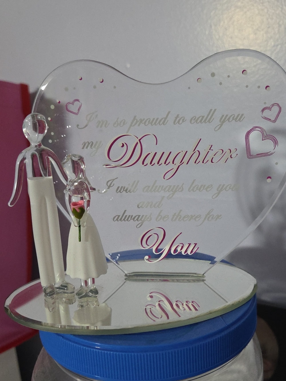 "Proud of My Daughter" Oval Keepsake - Pink